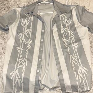 SHEIN Gray Bamboo Print Men's Shirt